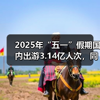 2025年“五一”假期国内出游3.14亿人次，同比增长6.4%（图2）