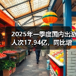 2025年一季度国内出游人次17.94亿，同比增长26.4%（图1）