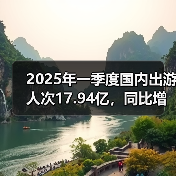 2025年一季度国内出游人次17.94亿，同比增长26.4%（图2）