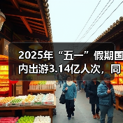 2025年“五一”假期国内出游3.14亿人次，同比增长6.4%（图4）