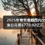 2025年春节假期国内出游总花费6770.02亿元，同比增长7.0%（图2）